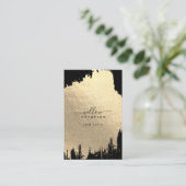 Carte De Visite Noir et Rose Gold Brush Stroke Code QR (Debout devant)