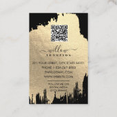 Carte De Visite Noir et Rose Gold Brush Stroke Code QR (Dos)