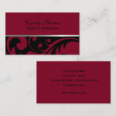 Carte de visite noir et rouge Damask (Devant / Derrière)