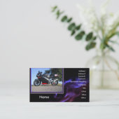 Carte de visite noir et rouge de motocyclette (Debout devant)