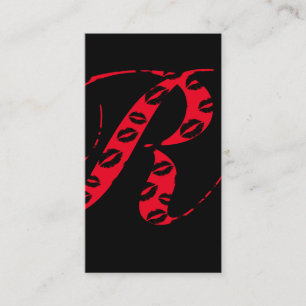 Carte De Visite Noir et rouge d'initiale de manuscrit de
