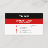 Carte De Visite Noir et Rouge moderne Personnalisé (Devant)