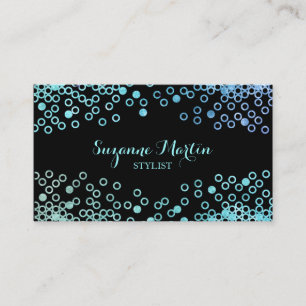 Carte De Visite Noir et turquoise Aqua Metal Pailleté brillant poi