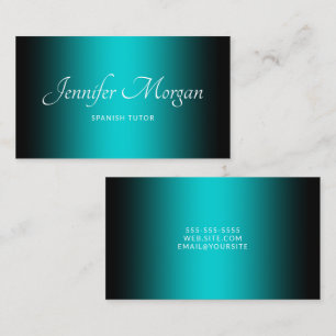 Carte De Visite Noir et turquoise foncé Élégant Ombre