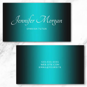 Carte De Visite Noir et turquoise foncé Élégant Ombre