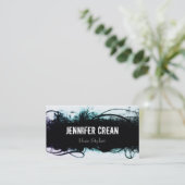 Carte de visite noir et turquoise grunge (Debout devant)