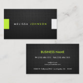 Carte De Visite Noir et vert de chaux lisses et modernes (Devant / Derrière)