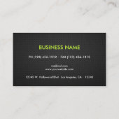 Carte De Visite Noir et vert de chaux lisses et modernes (Dos)