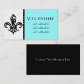 Carte De Visite Noir et White Fleur De Lis (Devant / Derrière)