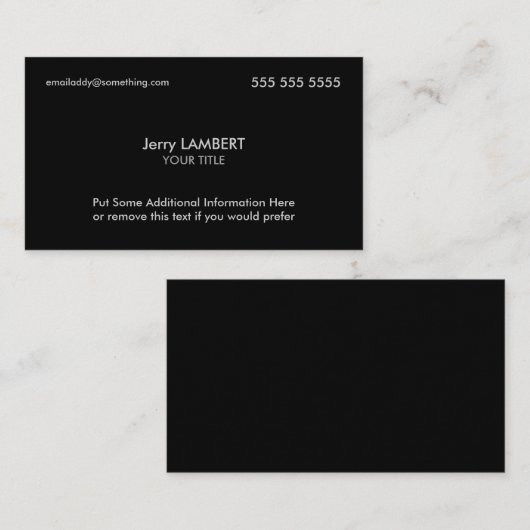 Carte De Visite Noir exécutif (Devant / Derrière)