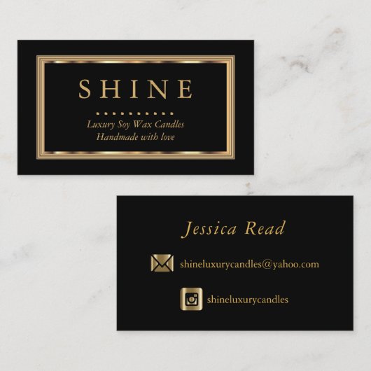 Carte De Visite Noir fait sur commande et or (Devant / Derrière)