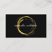 Carte de visite noir Faux Gold Circle de luxe (Devant)