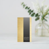 Carte De Visite Noir Faux Gold Foil Wedding planner de bande métal (Debout devant)