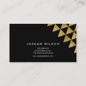 Carte De Visite Noir Faux Gold Triangle Consultant Géométrique (Dos)
