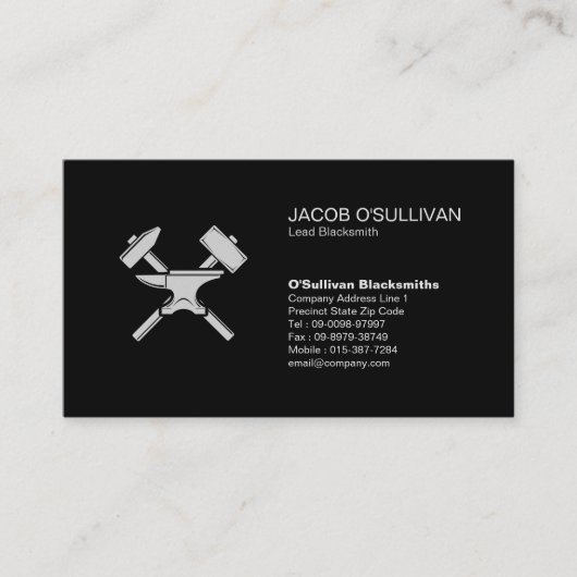 Carte De Visite Noir Fer Travaux Métal (Devant)