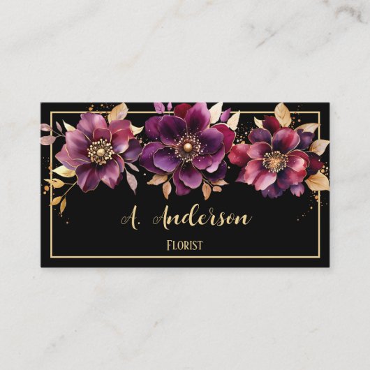Carte De Visite Noir fleuriste (Devant)