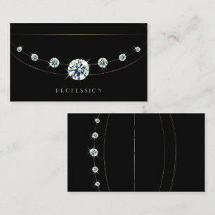 Carte De Visite Noir foncé moderne avec strass lumineux