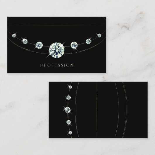 Carte De Visite Noir foncé moderne avec strass lumineux (Devant / Derrière)
