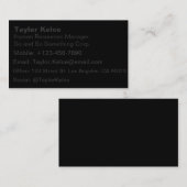 Carte De Visite Noir fou (Le Noir le plus foncé) PERSONNALISABLE (Devant / Derrière)