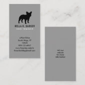 Carte De Visite Noir Français Bulldog Silhouette gris vertical (Devant / Derrière)