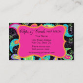 Carte De Visite Noir Fuchsia rose moderne Motif Monogramme (Dos)