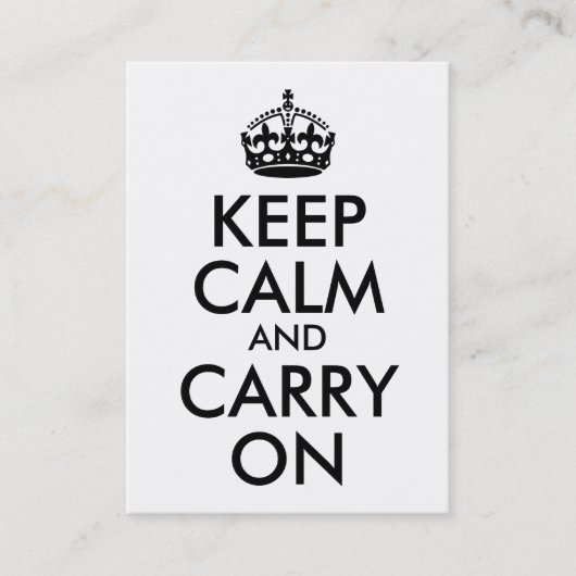 Carte De Visite Noir Gardez le calme et continuer (Devant)