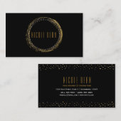 Carte de visite noir Gold Foil Circle (Devant / Derrière)