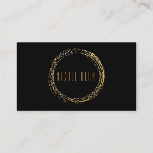 Carte de visite noir Gold Foil Circle (Devant)