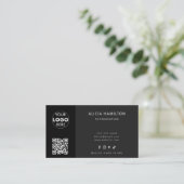 Carte De Visite Noir & Gras | Code et logo QR | Élégant, moderne (Debout devant)