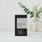 Carte de visite noir gris argenté (Debout devant)