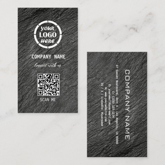Carte De Visite Noir Gris Design professionnel moderne Code QR Bus (Devant / Derrière)