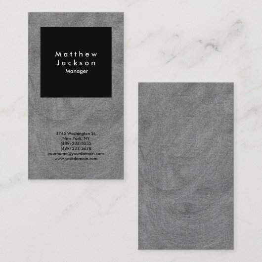 Carte De Visite Noir & Gris moderne Plain Professionnel (Devant / Derrière)