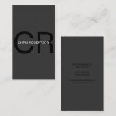 Carte de visite noir gris monogramme (Devant / Derrière)