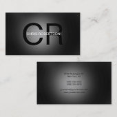 Carte de visite noir gris monogramme (Devant / Derrière)