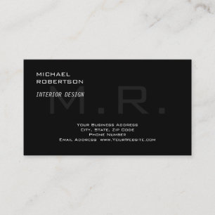 Carte De Visite Noir Gris Monogramme Créatif Moderne Simple