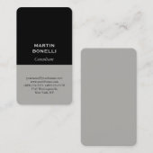 Carte De Visite Noir Gris Professionnel Moderne Élégant Minimalist (Devant / Derrière)