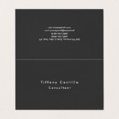 Carte De Visite Noir Gris Simple Plain Élégant Moderne (Extérieur déplié)