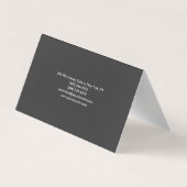 Carte De Visite Noir Gris Simple Plain Élégant Moderne (Dos)