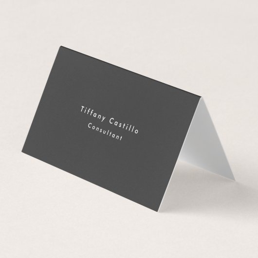 Carte De Visite Noir Gris Simple Plain Élégant Moderne (Devant)