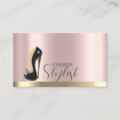 Carte De Visite Noir hauts talons Rose or (Devant)