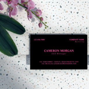 Carte De Visite Noir Hot Pink Basic Professionnel