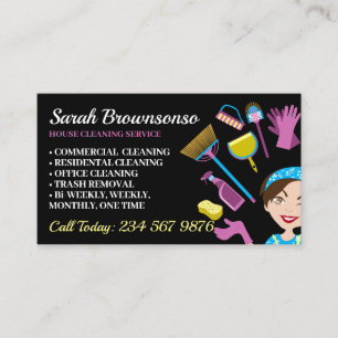 Carte De Visite Noir Janitorial Glossaire Apron Maid