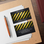 Carte De Visite Noir Jaune Danger Stripes Ingénieur de constructio