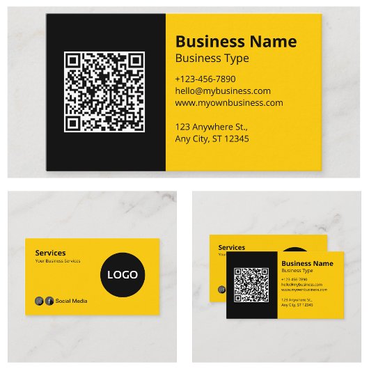 Carte De Visite Noir Jaune Moderne