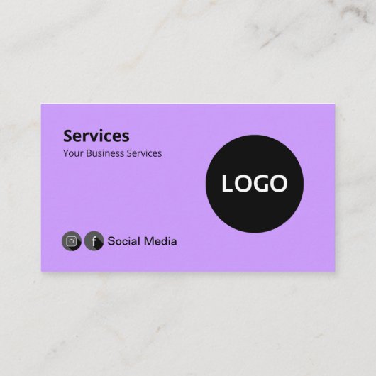 Carte De Visite Noir Lilac Business Logo Scannable QR Code (Dos)