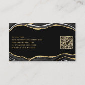 Carte De Visite Noir Marbre Agate Or Parties scintillant QR Code (Dos)