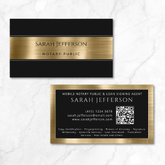 Carte De Visite Noir métal professionnel Noir QR Notaire public