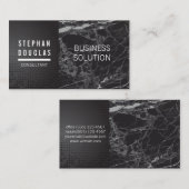 Carte De Visite Noir métallique élégant | Bloc couleur marbre noir (Devant / Derrière)