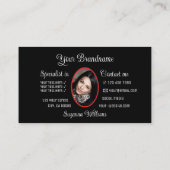 Carte De Visite Noir mignon Coeur rouge chic avec Monogramme et ph (Dos)