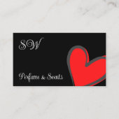 Carte De Visite Noir mignon Coeur rouge chic avec Monogramme et ph (Devant)